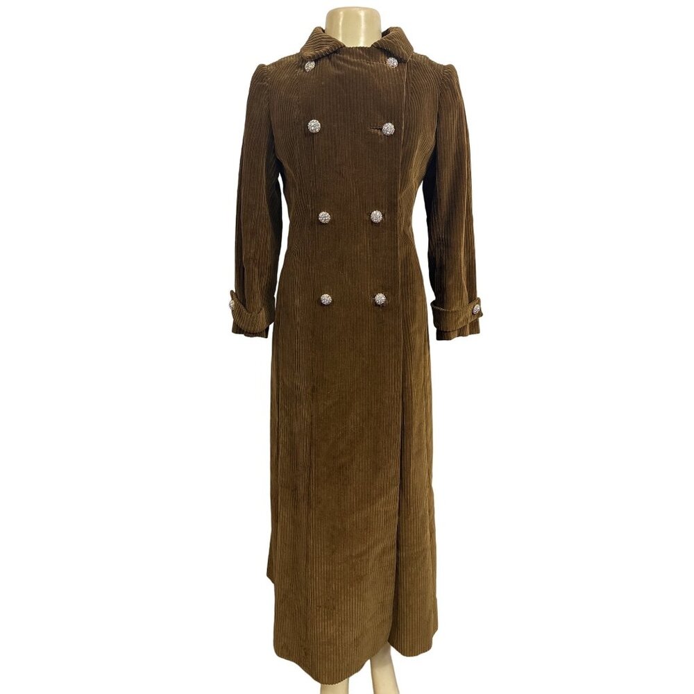 Originala Vintage 1960's Women's Corduroy Maroon Double Breasted Long Coat